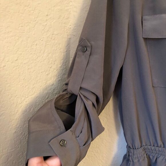 Mossimo Women's Utility Shirt Dress Size Small Olive Green Pockets Long Sleeves - Picture 7 of 10